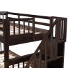 Stairway Twin-Over-Twin Bunk Bed with Three Drawers for Bedroom, Dorm - Gray