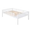 Full Over Twin & Twin Bunk Bed, Wood Triple Bunk Bed with Drawers and Guardrails