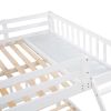 Full Over Twin & Twin Bunk Bed, Wood Triple Bunk Bed with Drawers and Guardrails