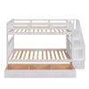 Stairway Twin-Over-Twin Bunk Bed with Three Drawers for Bedroom, Dorm - Gray