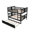 Full over Full Bunk Bed with Twin Size Trundle and Ladder