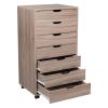 7-Drawer Chest, MDF Storage Dresser Cabinet with Wheels RT