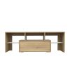 TV Stand with LED RGB Lights,Flat Screen TV Cabinet, Gaming Consoles - in Lounge Room, Living Room and Bedroom,Rustic oak