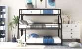 Bunk Bed with Long and Short Ladder and Full-Length Guardrails