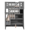 Stairway Twin-Over-Twin Bunk Bed with Three Drawers for Bedroom, Dorm - Gray