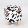 Animal storage stool for kids, ottoman bedroom furniture, cow style kids footstool, cartoon chair with solid wood legs, decorative footstool for offic