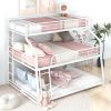 Bunk Bed with Long and Short Ladder and Full-Length Guardrails