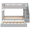 Full over Full Bunk Bed with Trundle and Staircase