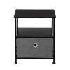 Nightstand 1-Drawer Shelf Storage- Bedside Furniture & Accent End Table Chest For Home, Bedroom, Office, College Dorm, Steel Frame, Wood Top, Easy Pul