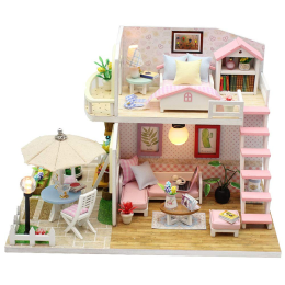 Hand Assembled Cottage Princess House Wooden Miniature Handmade Doll House Craft Bedroom Furniture Kids (style: M033)
